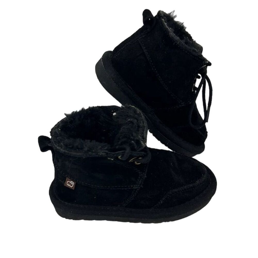 Lamo Toddler Black Suede Lace-Up Boots with Plush Lining - Size 7C 7